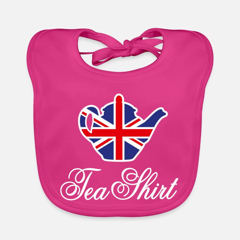 Tea Shirt Union Jack Flag Tea Word Game British Organic Baby Bibs