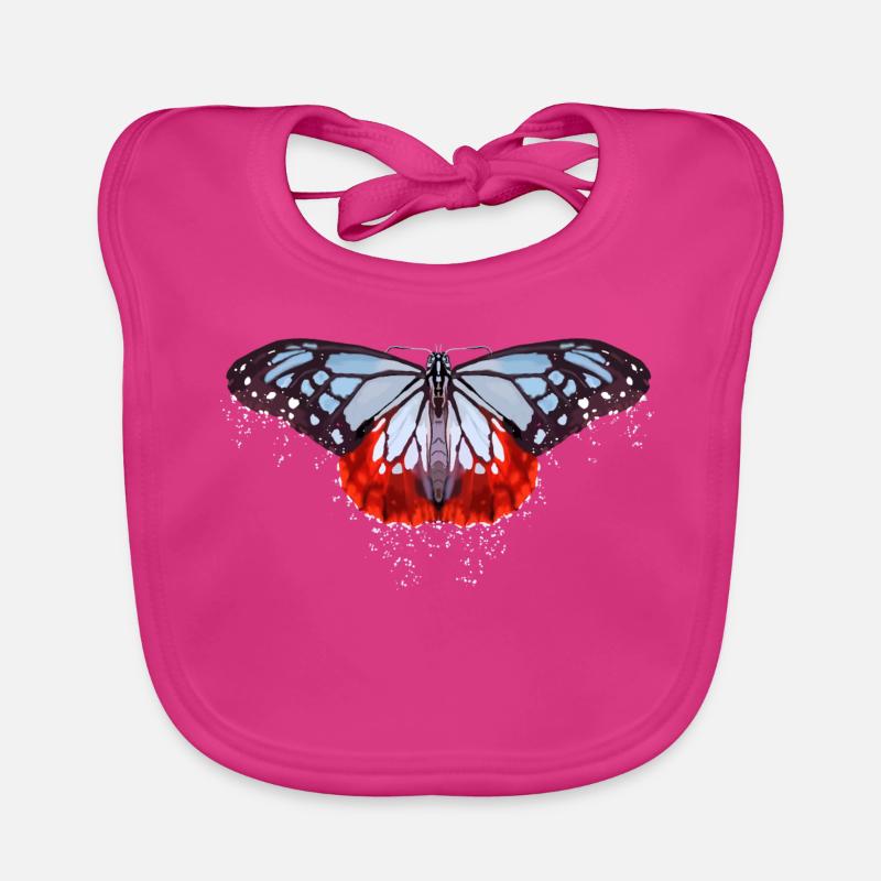 Butterfly with blue and red spots Organic Baby Bibs