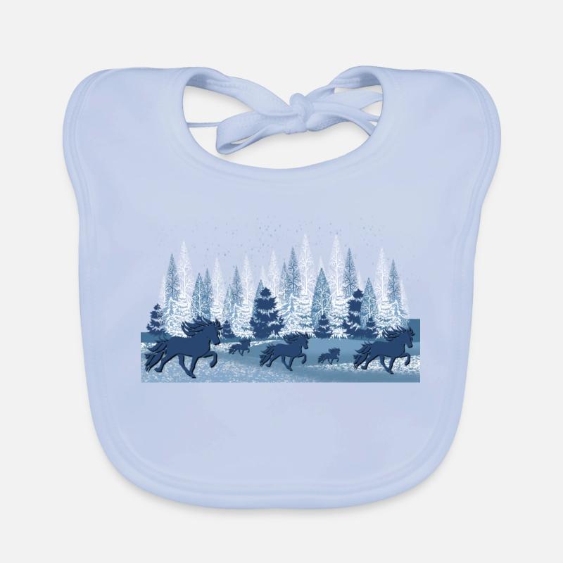 Winterlandschaft 2 mit Tölt Baby Bio-Lätzchen