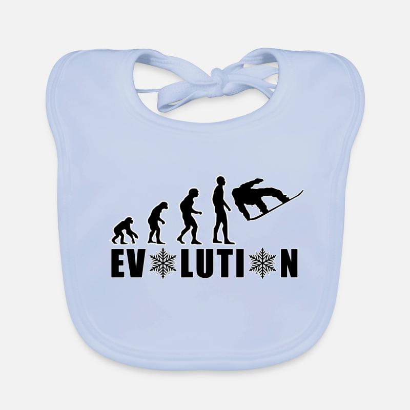 EVOLUTION SNOWBOARD Schnee Winter Geschenk Baby Bio-Lätzchen