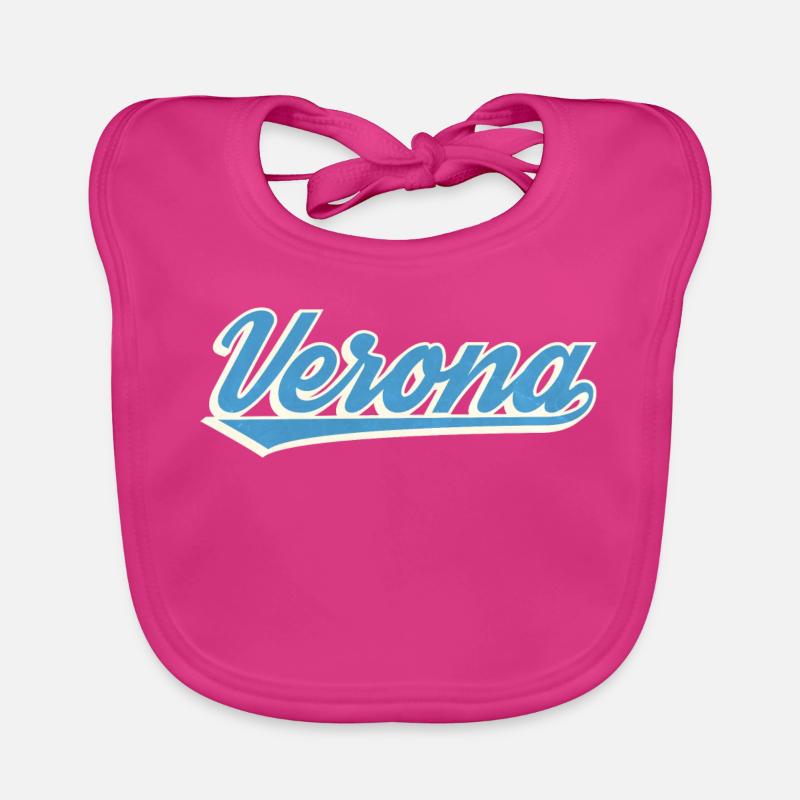 Verona Blau Script Logo Baby Bio-Lätzchen