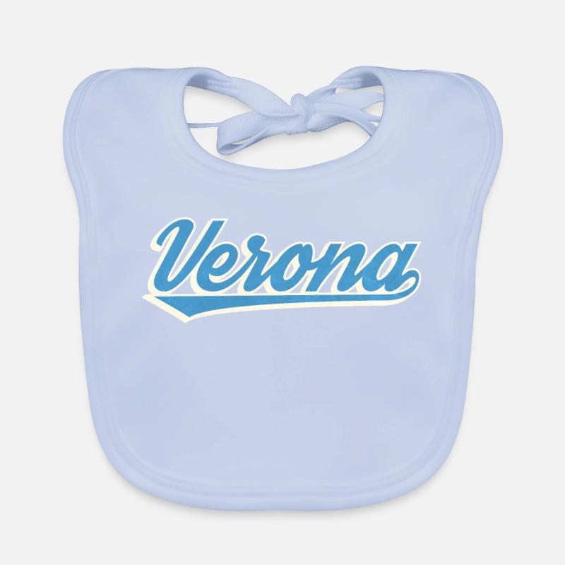 Verona Blau Script Logo Baby Bio-Lätzchen