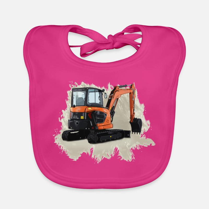 Minibagger - Baby Bio-Lätzchen - Fuchsia