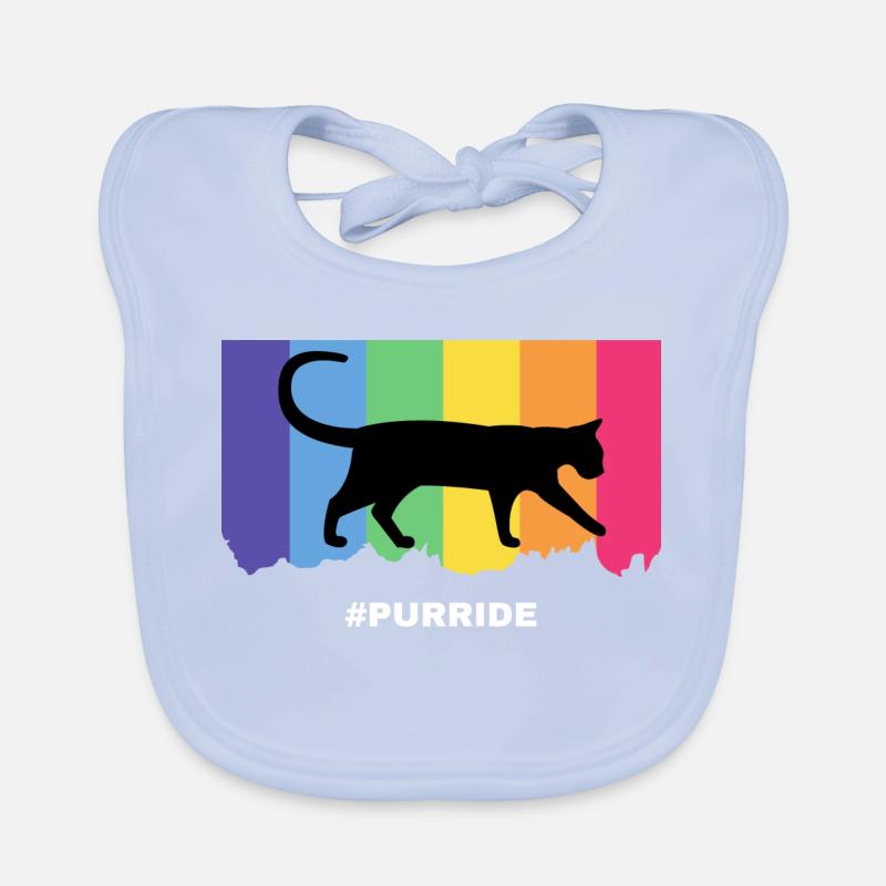 Silhouette de chat Purride sur des rayures arc-en-ciel Bavoir bio Bébé