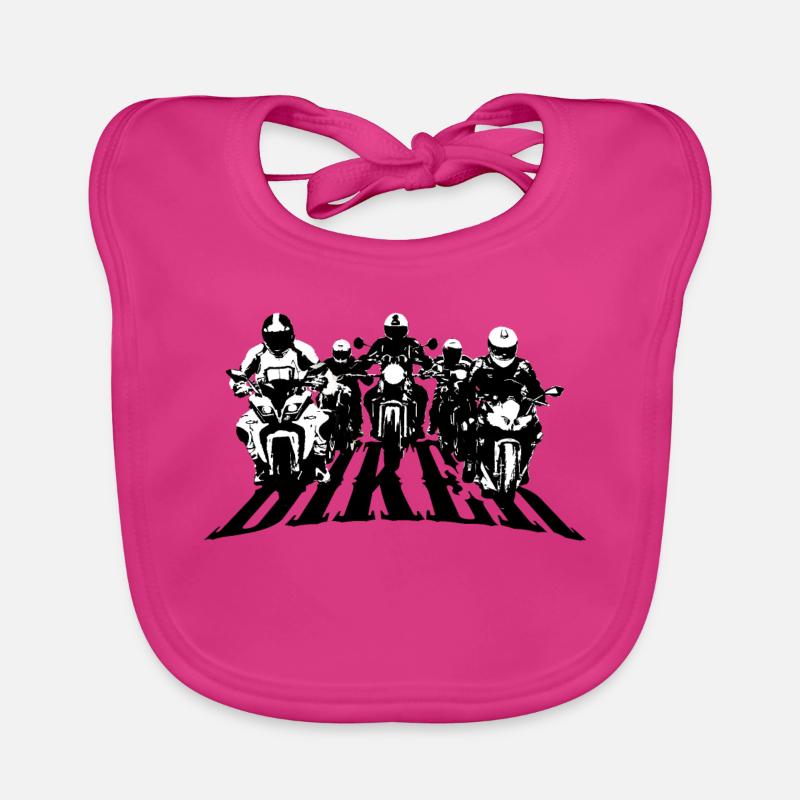 Groupe de motards Noir/Blanc - Bavoir bio Bébé - fuchsia