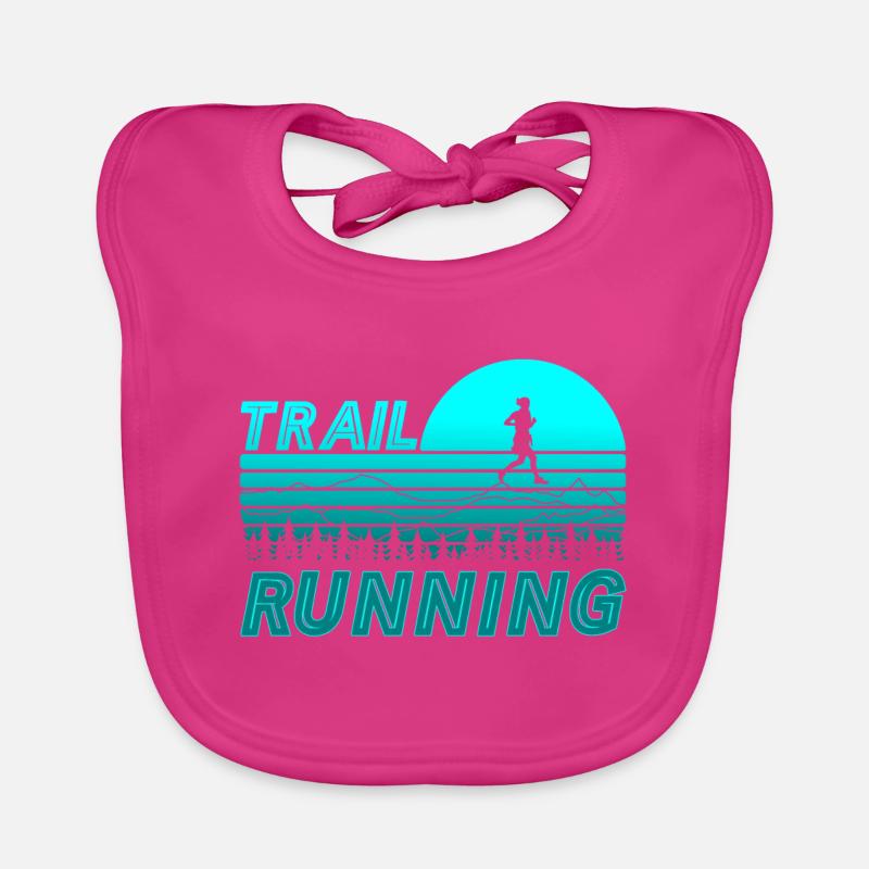 Trail running in the blue sunset with mountains Organic Baby Bibs