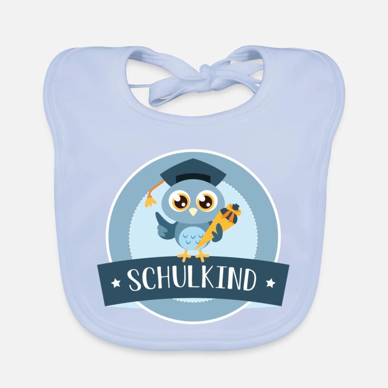 Schulkind Eule mit Zuckertüte Baby Bio-Lätzchen