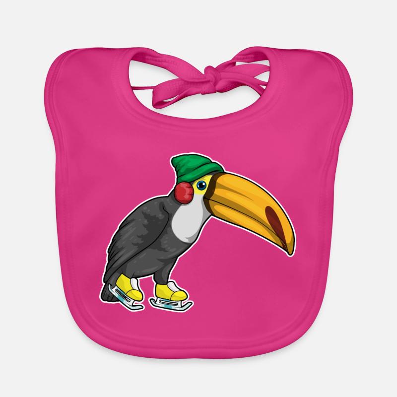 Toucan patins à glace - Bavoir bio Bébé - fuchsia