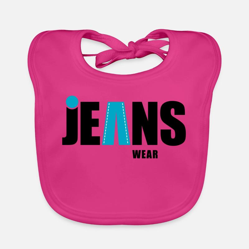 Porter en jean avec un point - Bavoir bio Bébé - fuchsia