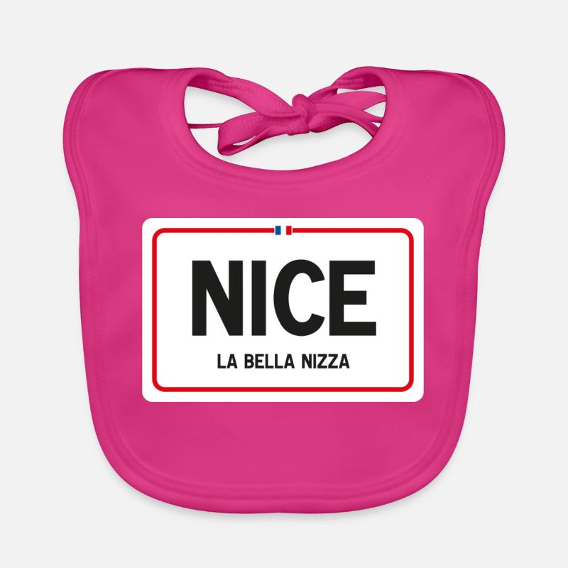 Joli signe de nom de lieu - Bavoir bio Bébé - fuchsia