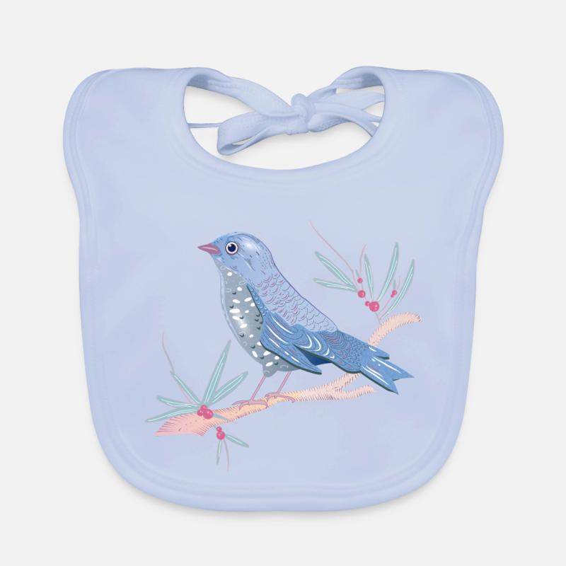 bluish bird with mistletoe in winter mood Organic Baby Bibs