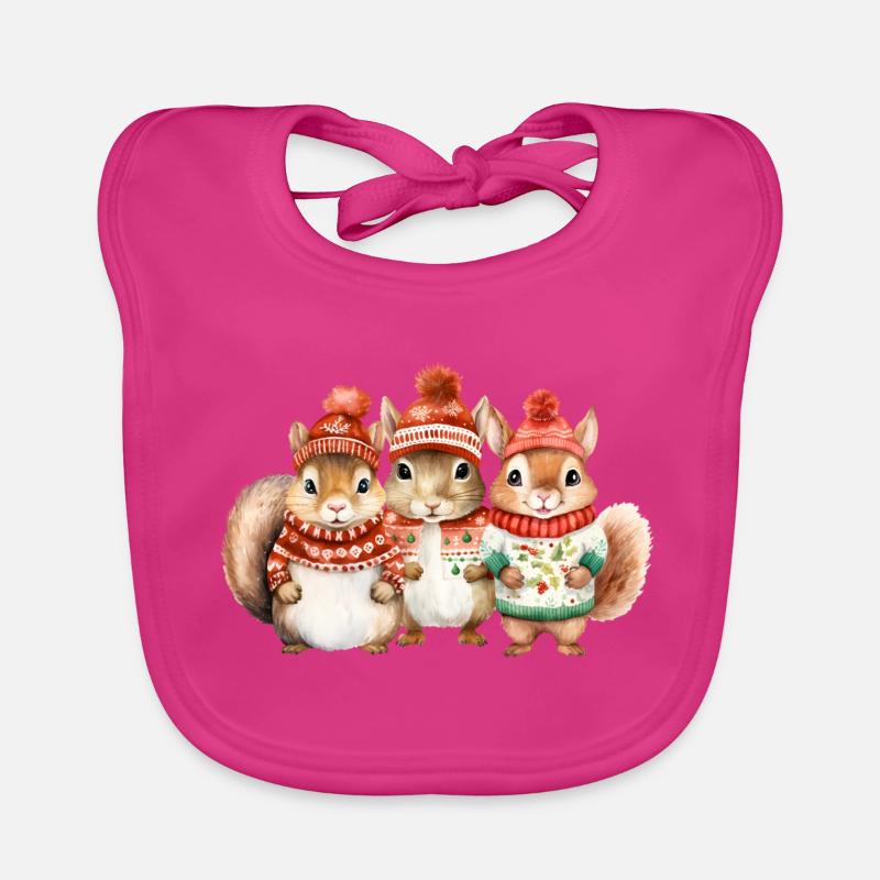 Winter squirrel trio Organic Baby Bibs