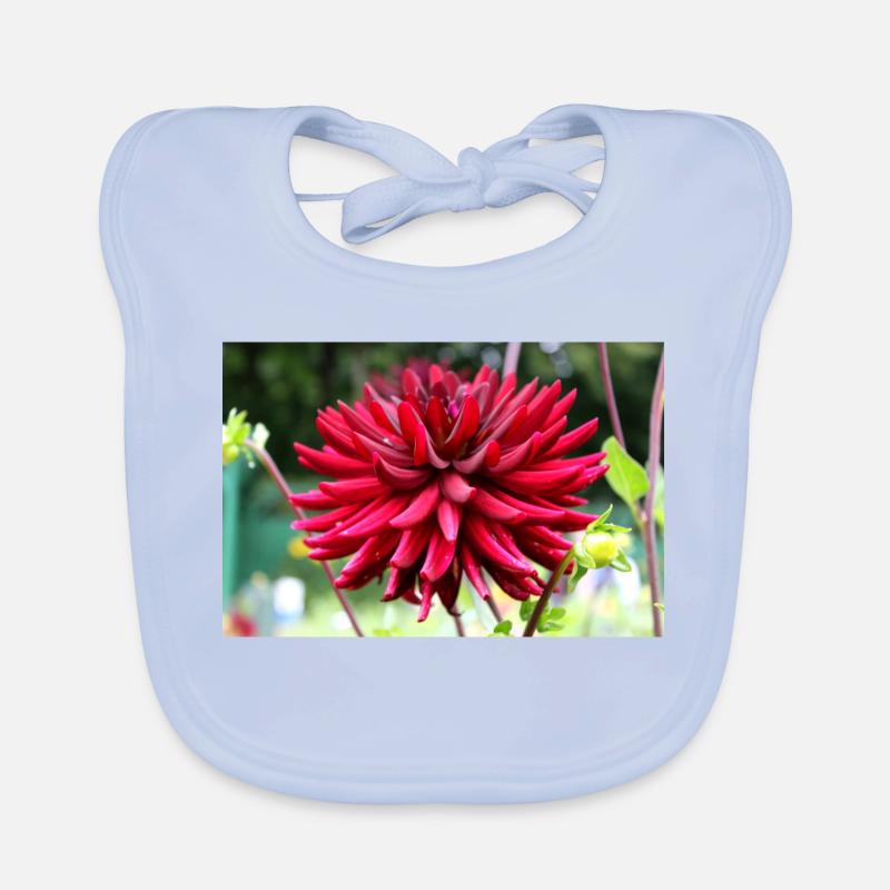Dahlia Fleur Rouge, Fleur Bavoir bio Bébé