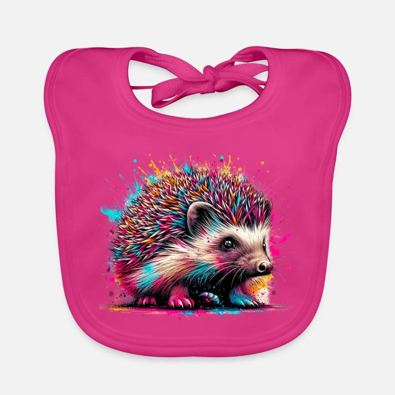 Hérisson - Bavoir bio Bébé - fuchsia