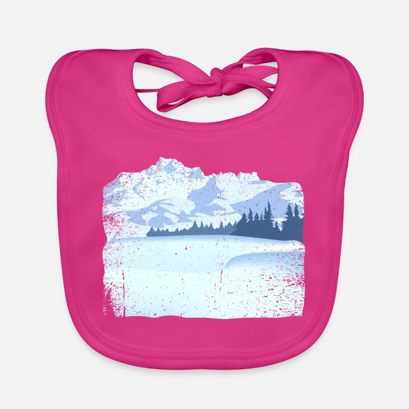 Mountain in snow with dirty effect Organic Baby Bibs