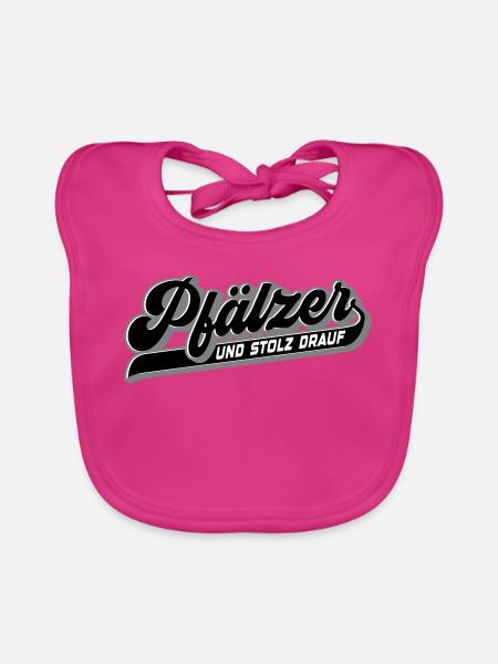 Pfälzer und Stolz drauf | Farben änderbar - Baby Bio-Lätzchen - Fuchsia - Vorne
