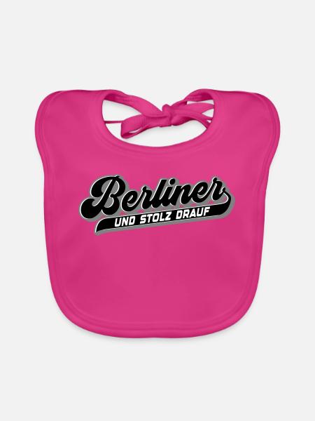 Berliner und Stolz drauf | Farben änderbar - Baby Bio-Lätzchen - Fuchsia - Vorne