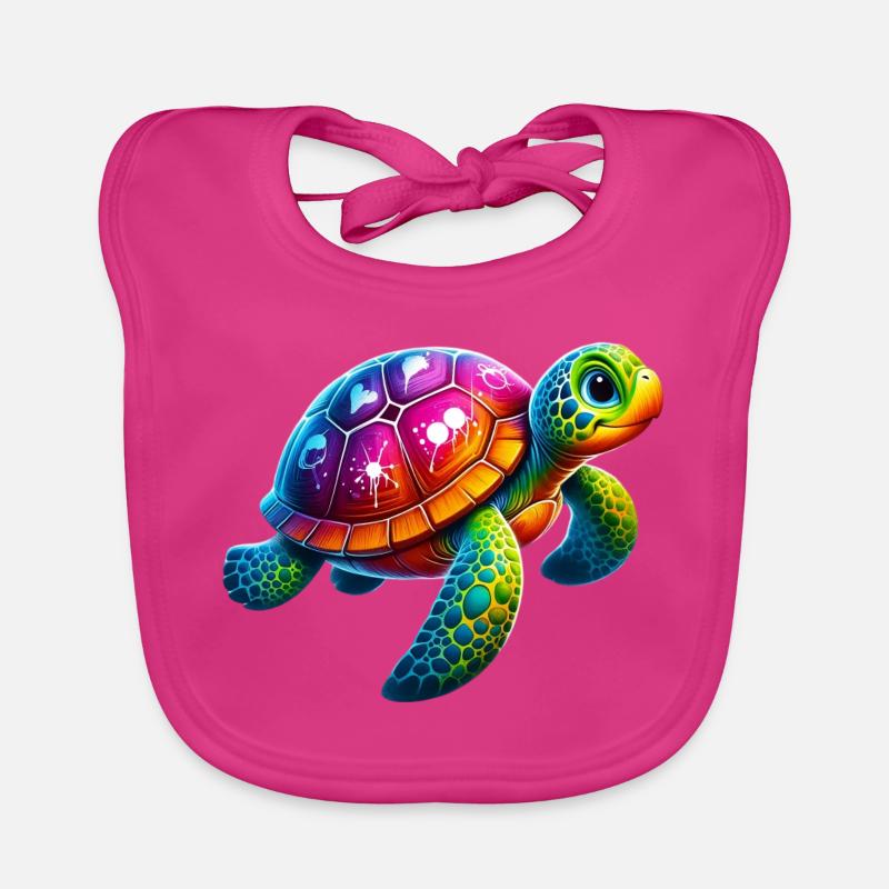Tortue - Bavoir bio Bébé - fuchsia