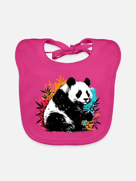Panda - Baby Bio-Lätzchen - Fuchsia
