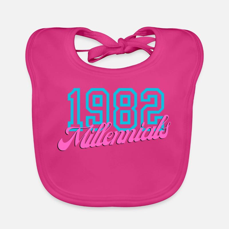 1982 Millennial Retro Numeric Design Organic Baby Bibs