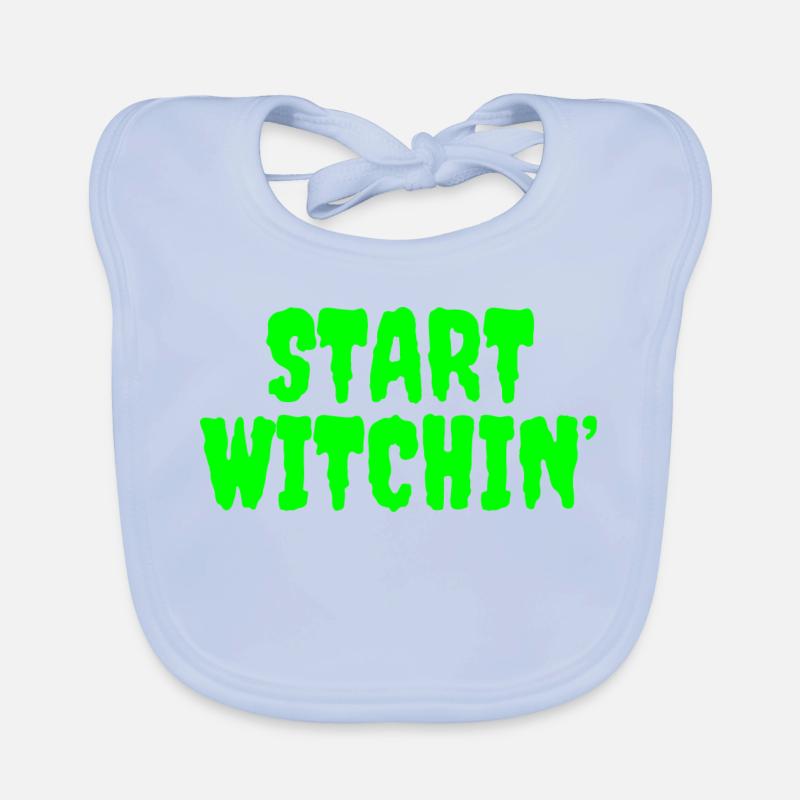 Vibrant Green Witching Start Phrase Organic Baby Bibs