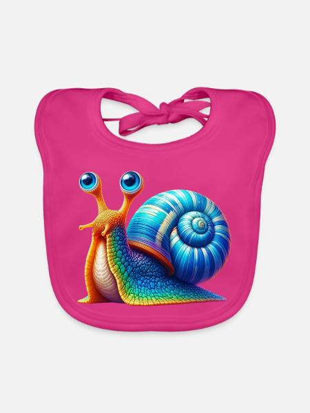 Schnecke - Baby Bio-Lätzchen - Fuchsia