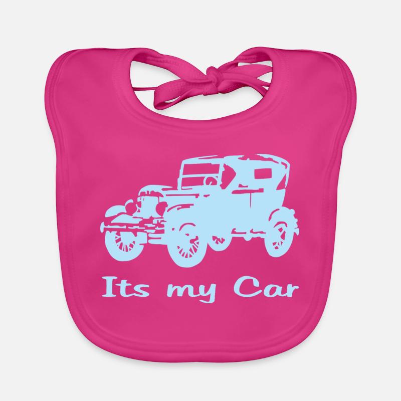 Oldtimer motiv mit Schrift - Baby Bio-Lätzchen - Fuchsia