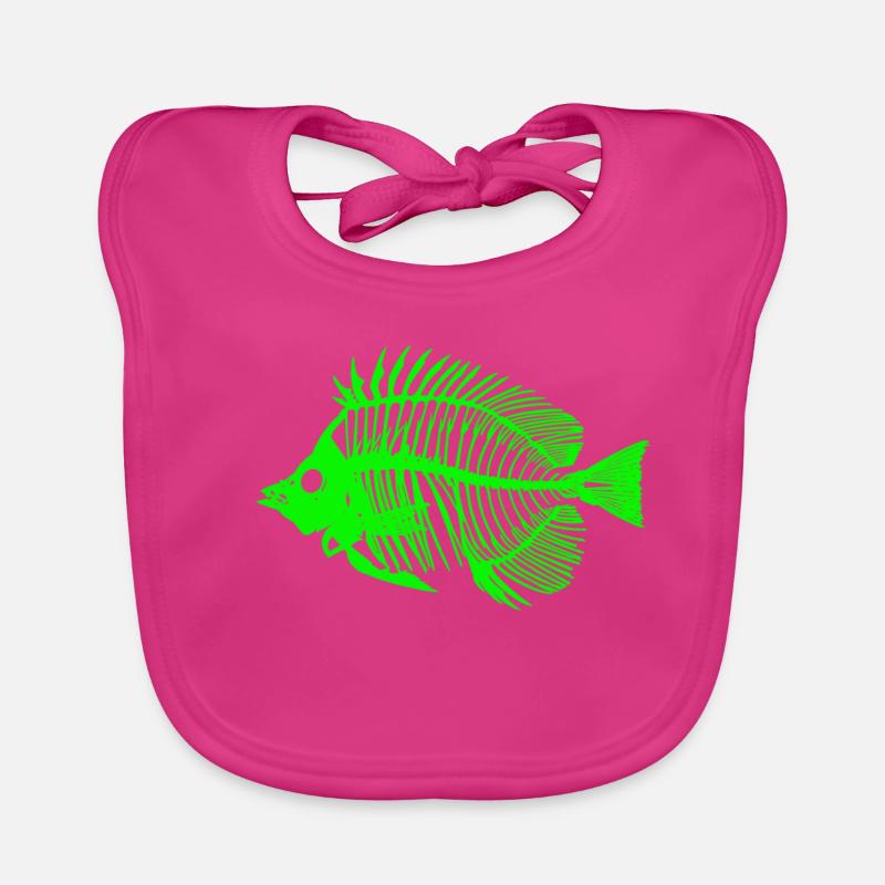 Conception de squelette de poisson brillant - Bavoir bio Bébé - fuchsia