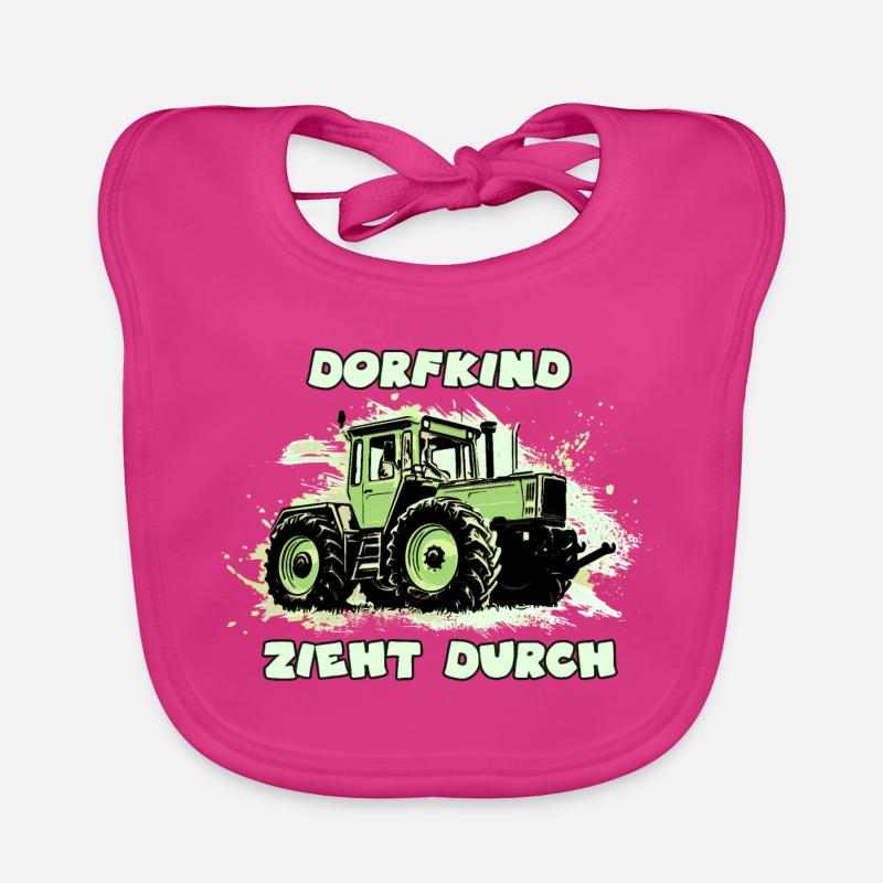 Dorfkind Zieht Durch - Baby Bio-Lätzchen - Fuchsia