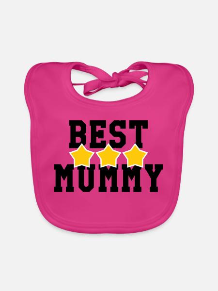 Best Mom - Mother's Day - Organic Baby Bibs - fuchsia - Front
