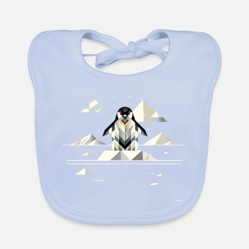 Eleganter Pinguin in geometrischer Eislandschaft Organic Baby Bibs
