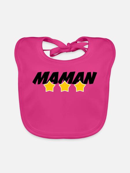Maman d'Amour - Mother's Day - Organic Baby Bibs - fuchsia - Front