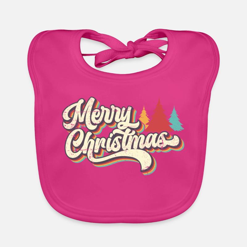 Retro Frohe Weihnachten Regenbogen Skript Baby Bio-Lätzchen