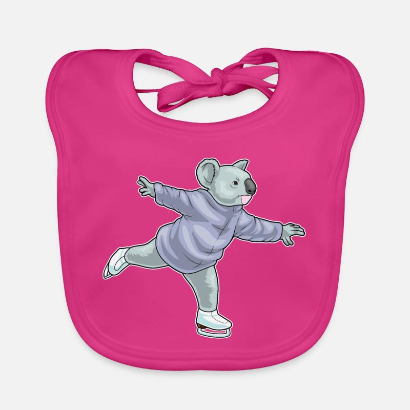 Koala Eislaufen Schlittschuhe - Baby Bio-Lätzchen - Fuchsia