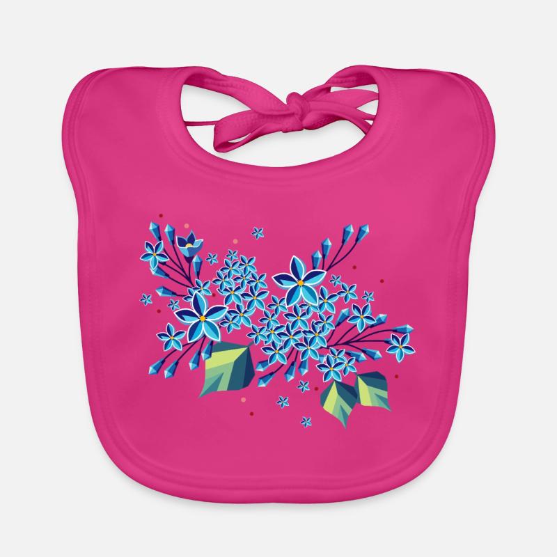 Branche de lilas – des tons bleus élégants dans un design moderne Bavoir bio Bébé