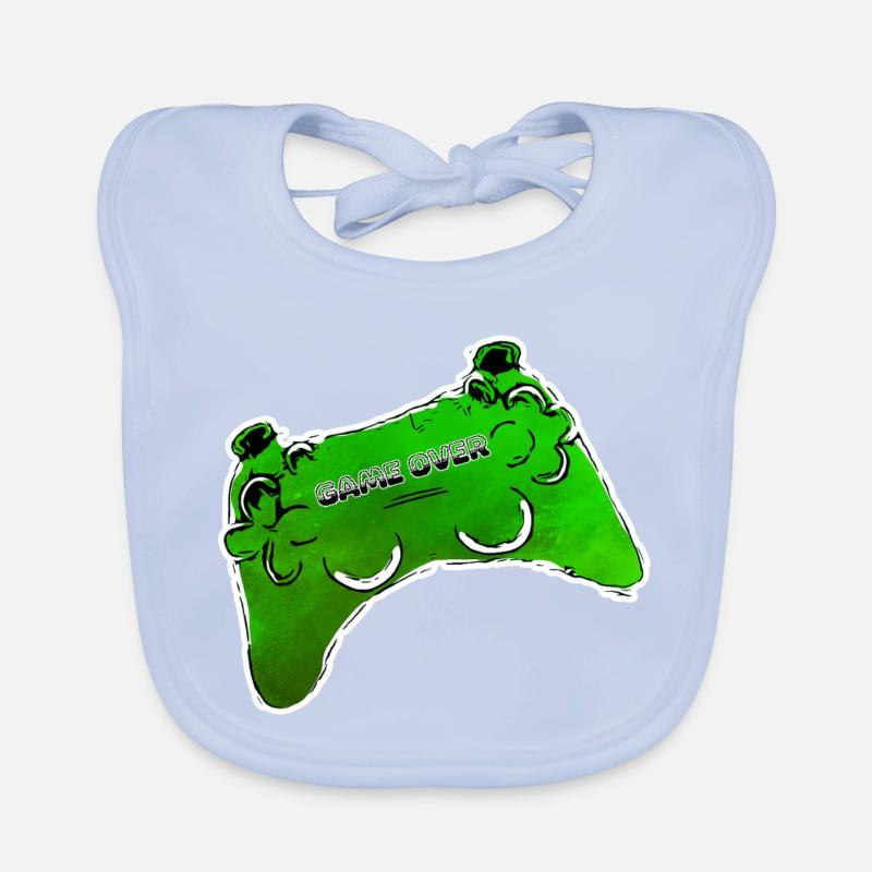 gruener Comic Controller mit Text GAME OVER Baby Bio-Lätzchen