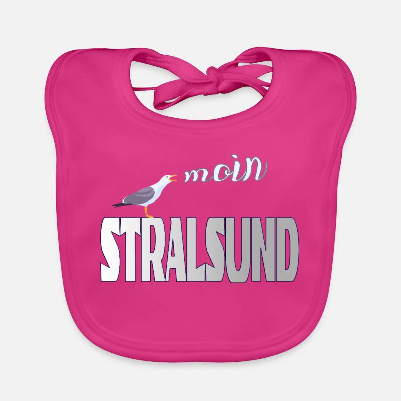 Stralsund Möwe & Moin Ostsee - Baby Bio-Lätzchen - Fuchsia
