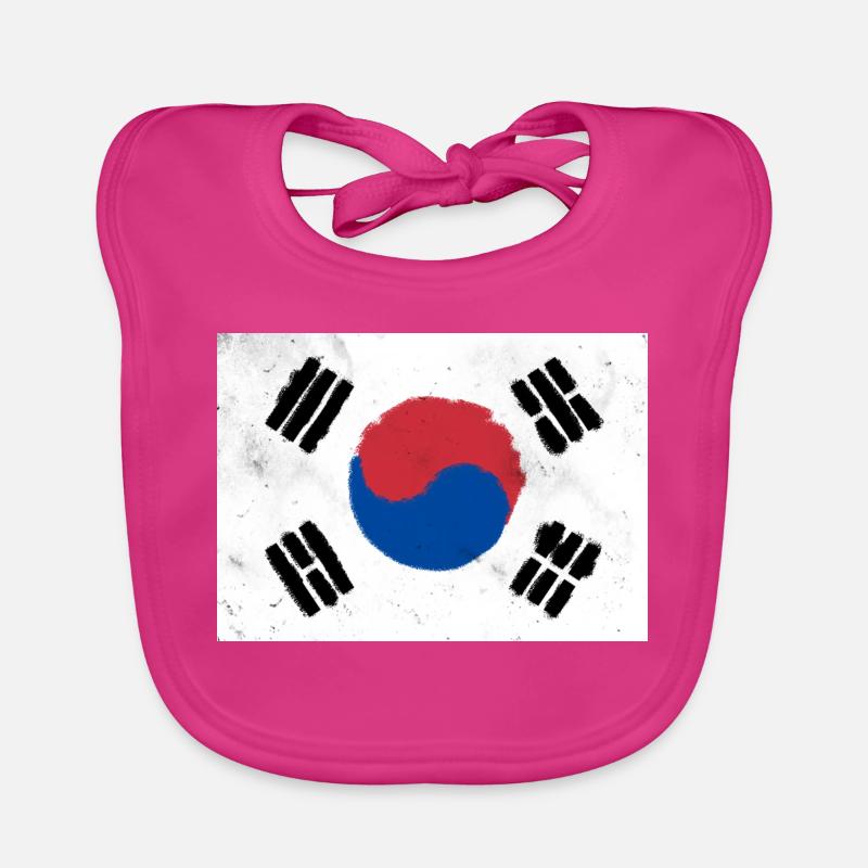 Drapeau de la Corée du Sud - Bavoir bio Bébé - fuchsia