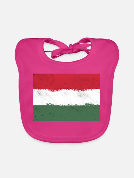 Flag of Hungary - Organic Baby Bibs - fuchsia - Front