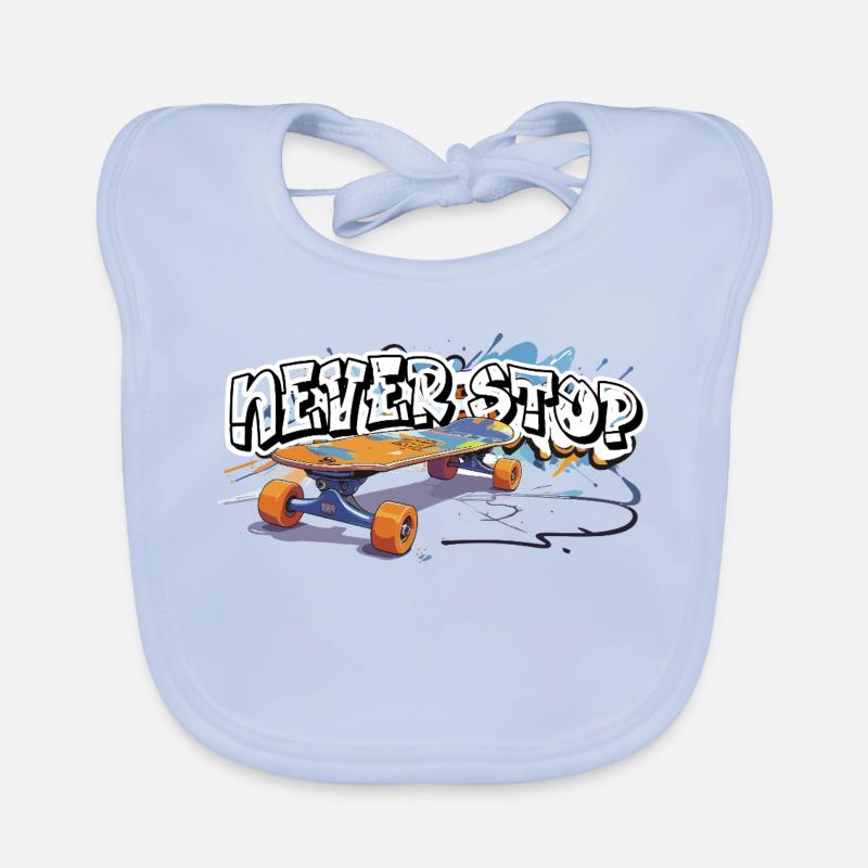 Colored Skateboard Graffiti Design Organic Baby Bibs