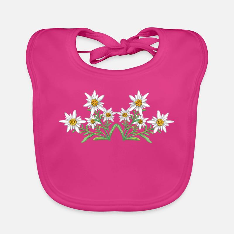 Edelweiss - Bavoir bio Bébé - fuchsia
