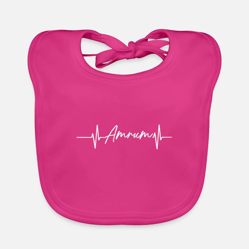 Heartbeat avec le nom Amrum - Bavoir bio Bébé - fuchsia