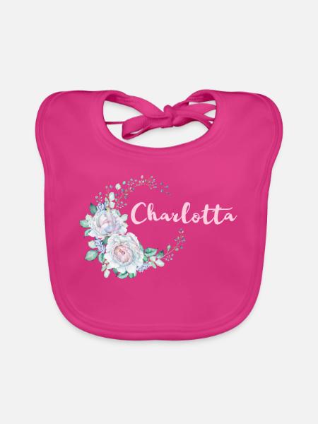 Für Charlotta - Baby Bio-Lätzchen - Fuchsia - Vorne