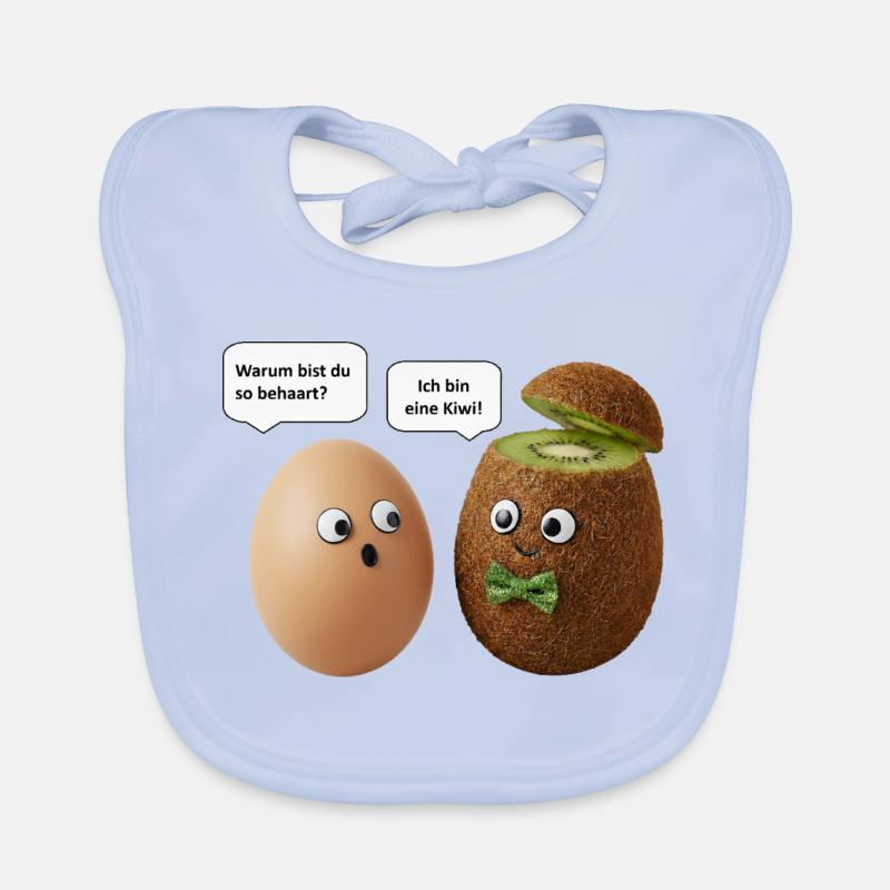 Kiwi and Egg Comedy Design Organic Baby Bibs