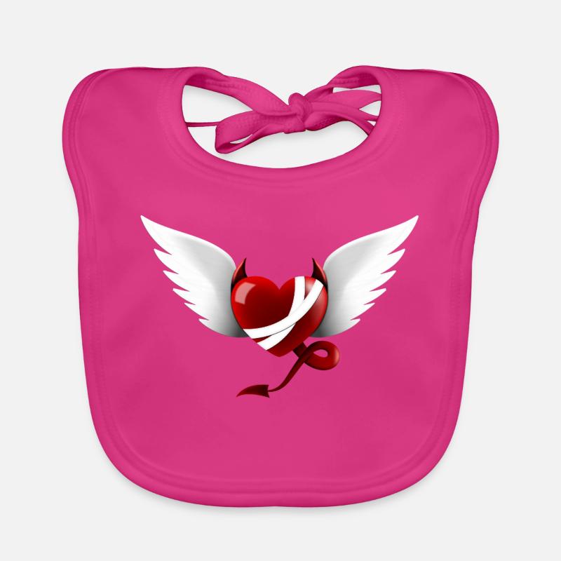 Heart Devil Angel Design Gift Organic Baby Bibs