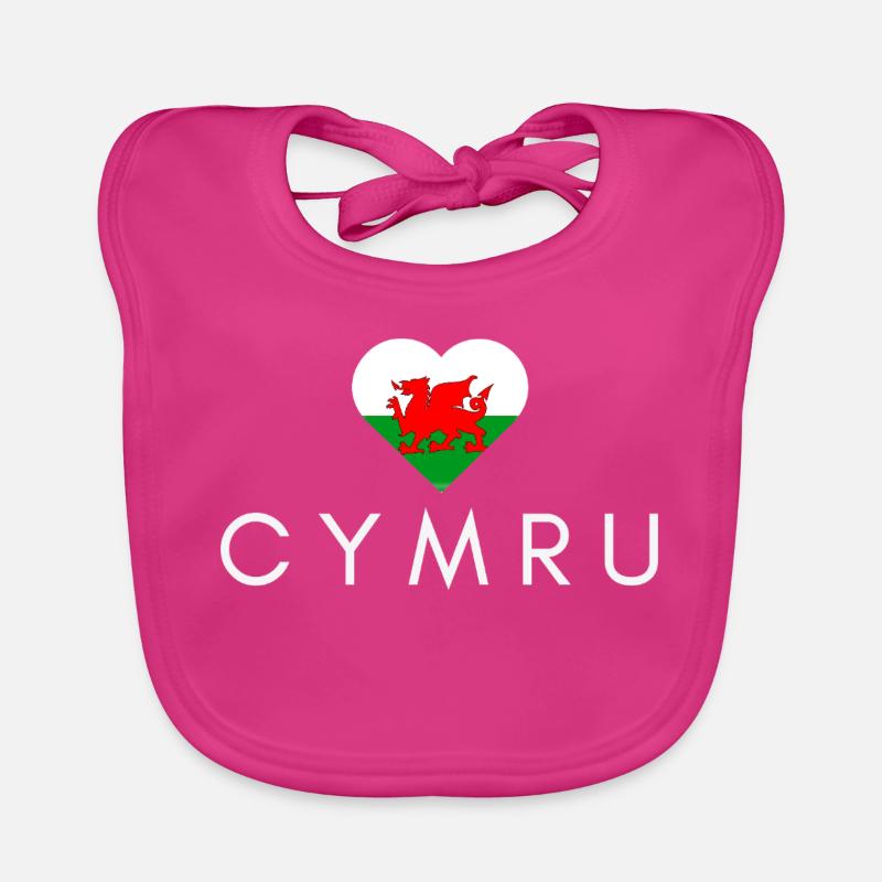 Heart with Welsh flag, Welsh pride Organic Baby Bibs