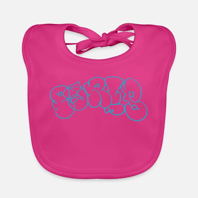 Blue bubble graffiti pattern in Paris style Organic Baby Bibs