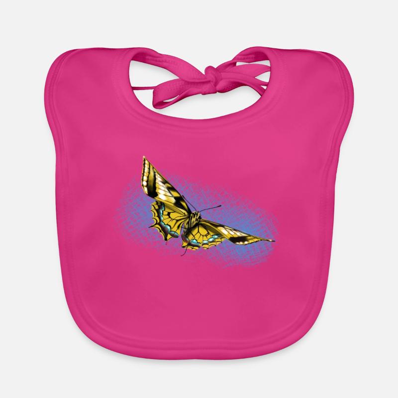 Papillon jaune Accent bleu Bavoir bio Bébé