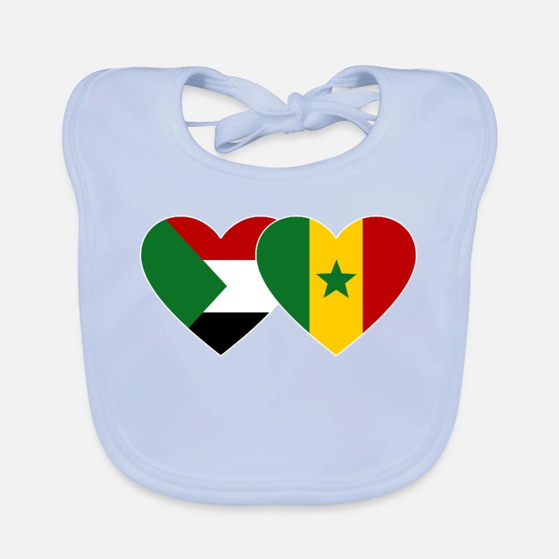 Sudan Senegal Flag Heart Organic Baby Bibs