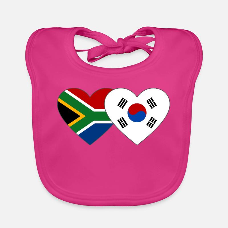 Afrique du Sud Drapeau de la Corée du Sud Coeur Bavoir bio Bébé